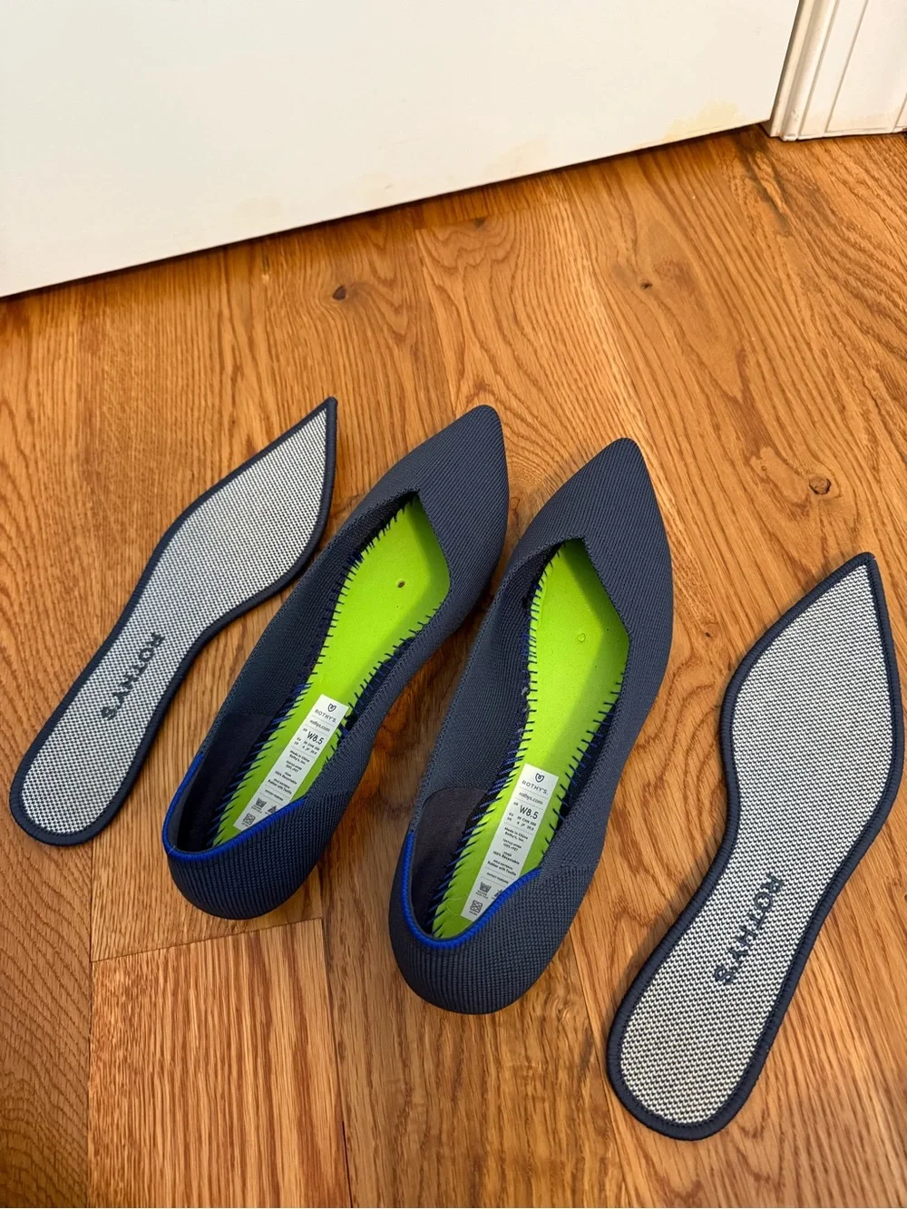 Rothy's The Point Navy Blue Pointed Toe Flats Size 8.5